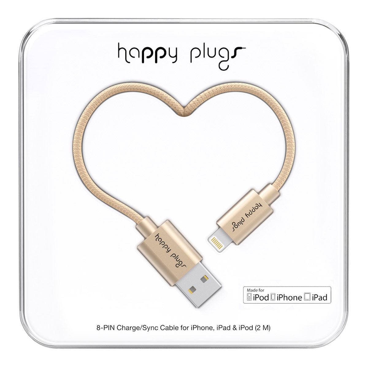 Cable Happy Plugs Lighthing Champagne 2M